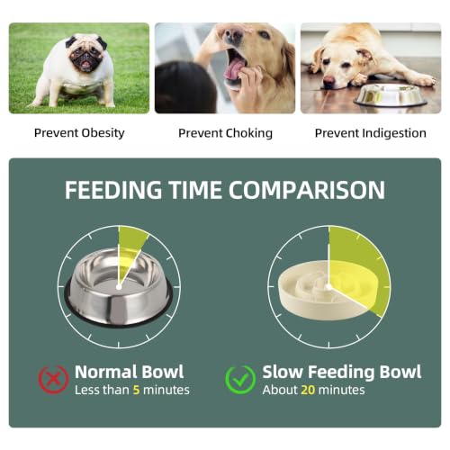 Ceramic Slow Feeder Dog Bowls (Light Yellow)