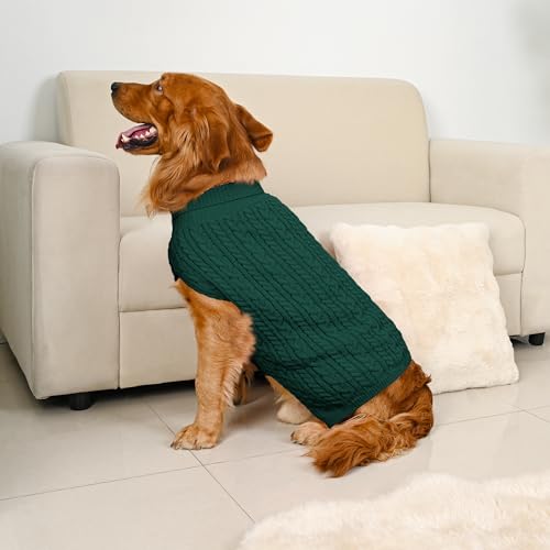 Dog Sweater 2 Pack for Large Dogs (Red & Green / X-Large)