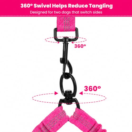 Hands Free Double Dog Leash (Bright Pink)