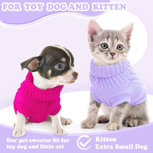 XXS Dog Sweater 2 (XX-Small / Rose+Purple)