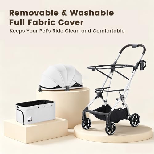 Beberoad Dog T4 Max Stroller for Small Medium Pets Elevated Viewing (T4 Max Gray)