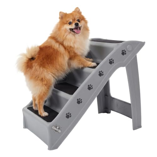 Lightweight Durable Plastic Dog Stairs (Gray)