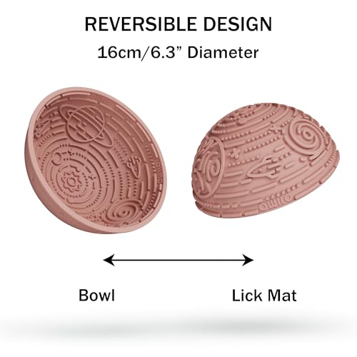 Slow Feeder Bowl & Lick Mat for Dogs (Coral / 6.3"L x 6.3"W)