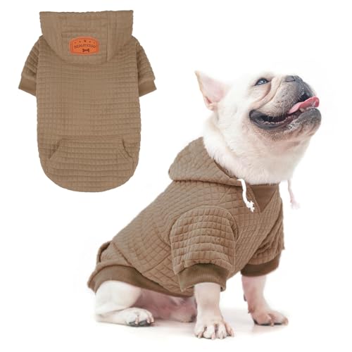 Dog Hoodies Sweater for Medium Dogs (Khaki / M (Back: 16",Chest: 22", Neck: 13"))