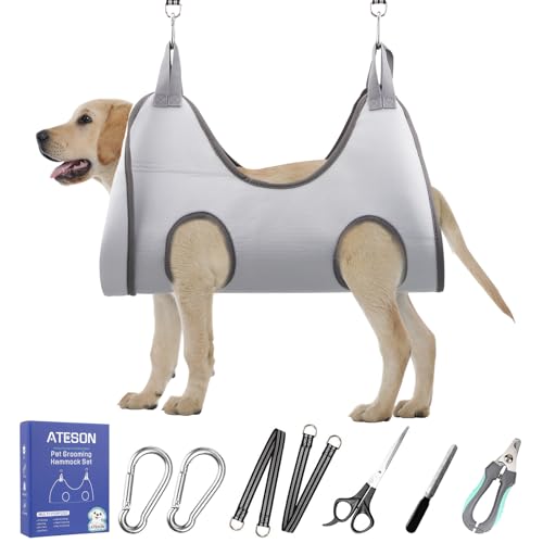 Pet Grooming Hammock Harness for XL Large Dogs Nail Trimming (XL for X-Large Dogs 95LB / Gray)