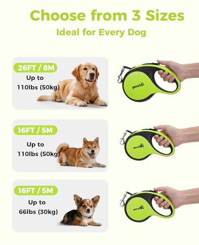 Retractable Dog Leash with Flashlight (Large-26ft)