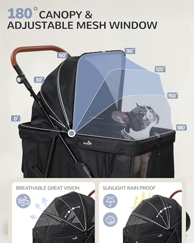 Dog Stroller for Large & Medium Dogs (Classic Black)