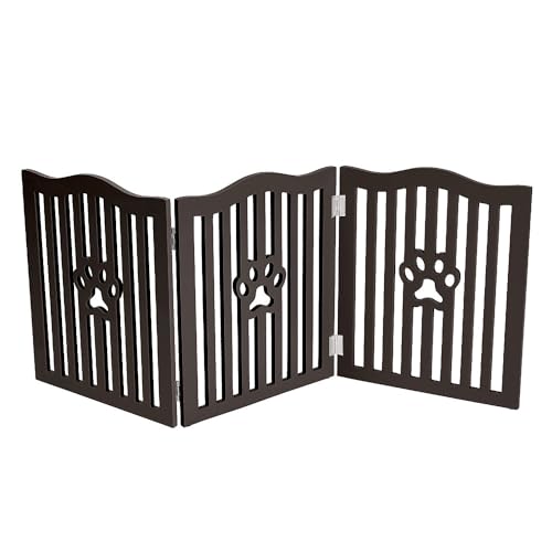 Pet Gate Wooden Free Espresso Standing Dog Gate (Small Espresso)