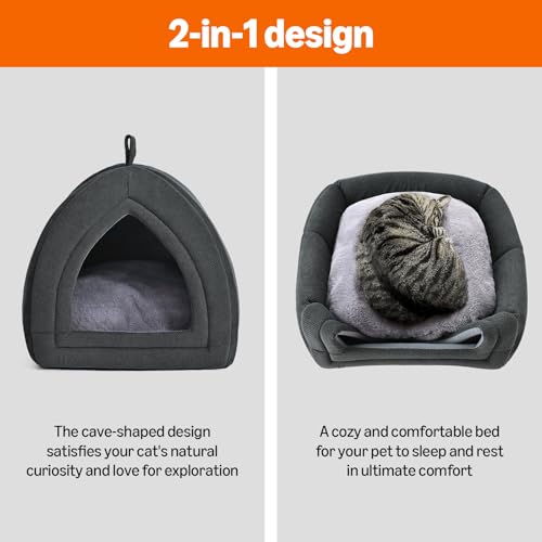 Cat Cave Bed 2 (Grey / L-17.5"×17.5"×17.5")