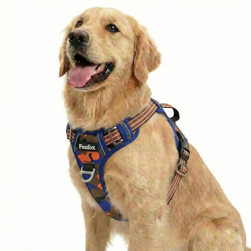 Dog Harness No Pull (Camo Orange / Large)