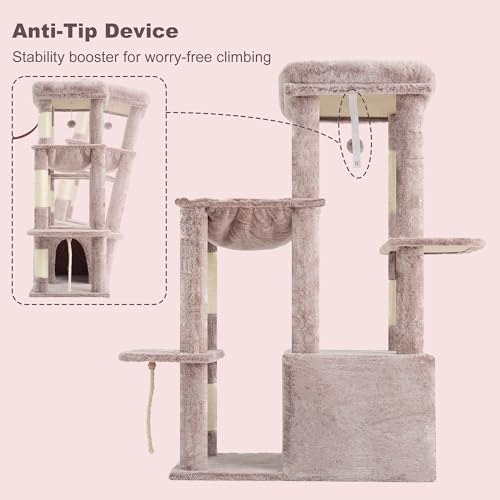 Heavy Duty Cat Tree with Large Base for Large Indoor Cats HCT026MU (Rosy Brown / L)