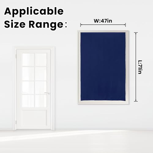 Self Adhesive Portable Blackout Curtains for Bedroom Easy to Install Window Thermal Lnsulated Kitchen Room Darkening Small Window Curtains (47"W x 71"L (Pack of 1) / Navy Blue)