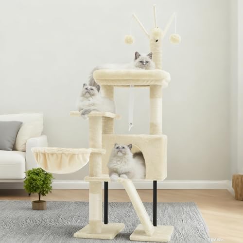 Cat Tree Tower for Indoor Cats (47.24 inches / Beige)