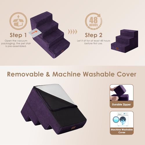 Dog Stairs for Small Dogs 13.5" H (Purple / Standard 15" x 18" x 13.5")