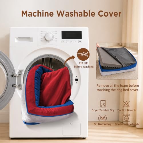 Orthopedic Dog Bed for Extra Large Dogs with Bolster (42.0"L x 30.0"W x 8.5"Th / Primary Tri-Color)