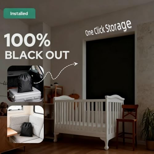 100% Travel Blackout Curtains (50"W x 78"L (Pack of 1) / Black)