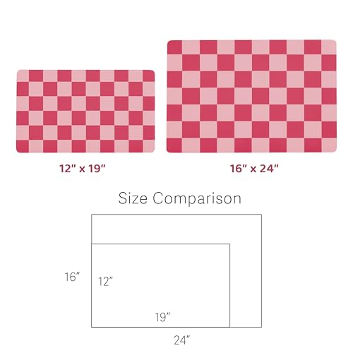 Checkered Dog Feeding Mat (24"L x 16"W / Coral)