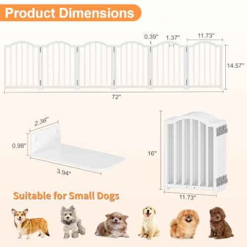 Short Dog Gate Indoor (White / 6 Panel-16''H, Up to 72''W)