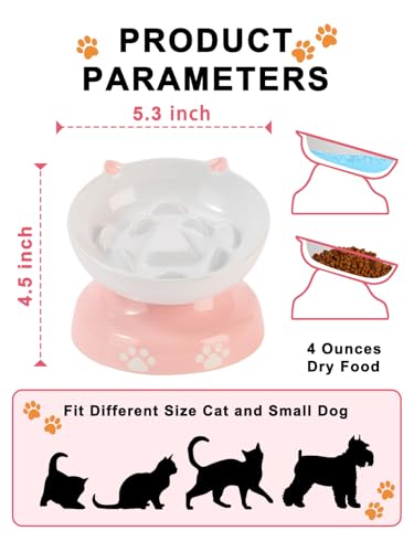 Ceramic Slow Feeder Cat Bowl (Pink)