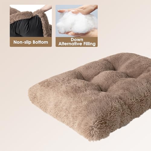 Fluffy Dog Crate Bed (Camel / 44 x 33)