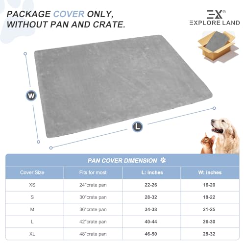 Dog Crate Pan Cover with Fluffy Top and Waterproof TPU Lining (Fits 48 inch Crate Pan / Gray)