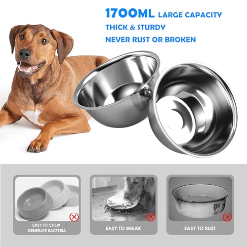Elevated Dog Bowls with Mat for Medium Large Dogs (Black-1.7L)