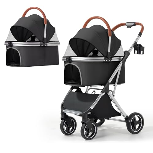Dog Strollers for Small Medium Dogs Cats 44 lbs (Black)
