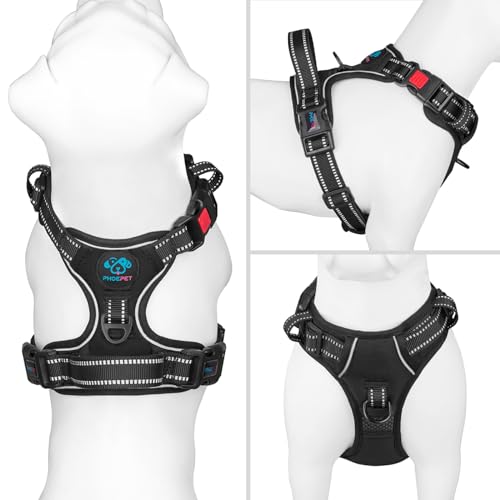 Reflective Dog Harness Large Breed Adjustable No Pull Vest (Large / Black)