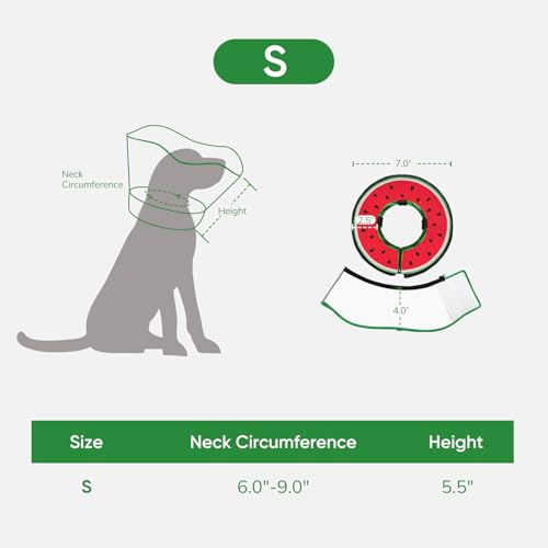 Sponge Dog Cone Collar Stop Licking After Surgery (Watermelon / S(Neck 6"-9"))