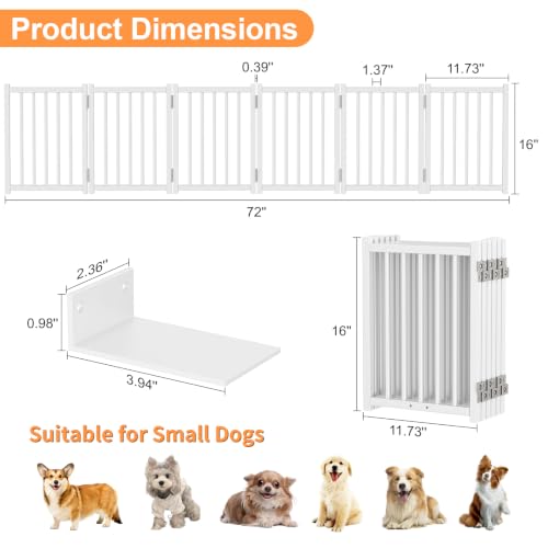 Short Dog Gate Indoor (White / 6 Panel-16''H, Up to 72’’ W)