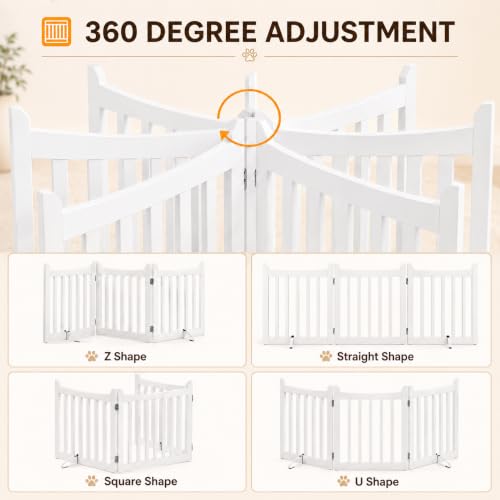 Freestanding Wooden Dog Gate (White / 60″ W × 24″ H)