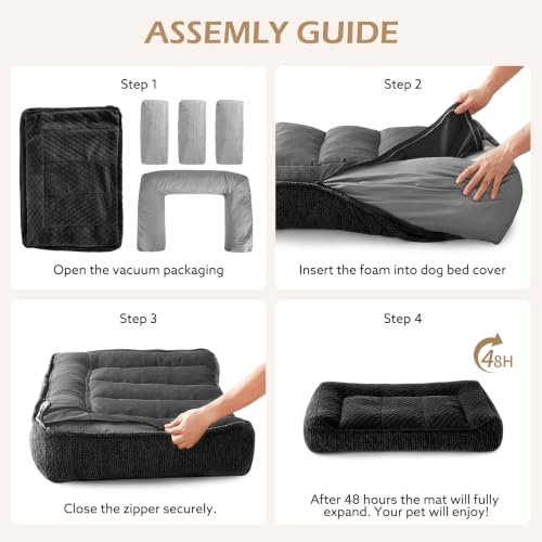 XL Orthopedic Dog Bed for Large Dogs (XL(42"L x 30"W x 8.5"Th) / Black)