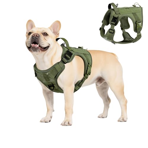 Heavy Duty Tactical Dog Harness for Small Dogs (Army Green / S (Chest: 19.6-31.5", Neck: 11-19.6"))