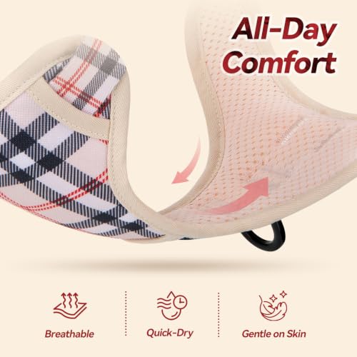 Plaid Dog Harness Large (L / Checkered Beige)