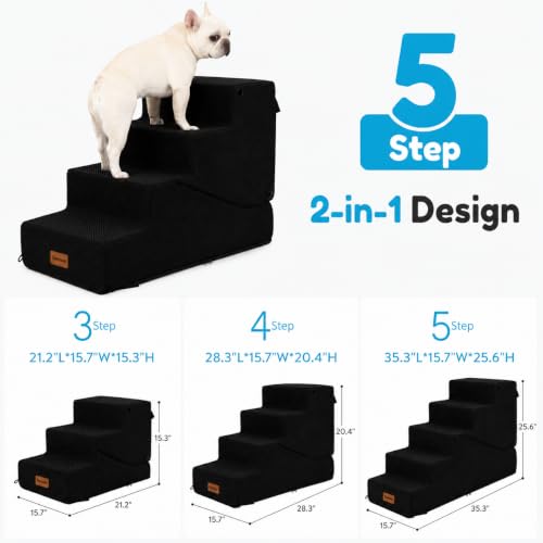 5 Step Dog Stairs and Ramp for Small Dogs and Cats