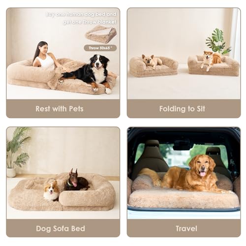 Foldable XXL Dog Bed for Large Sized Dog (54x38x7.5(Folded 38x27) / Camel)
