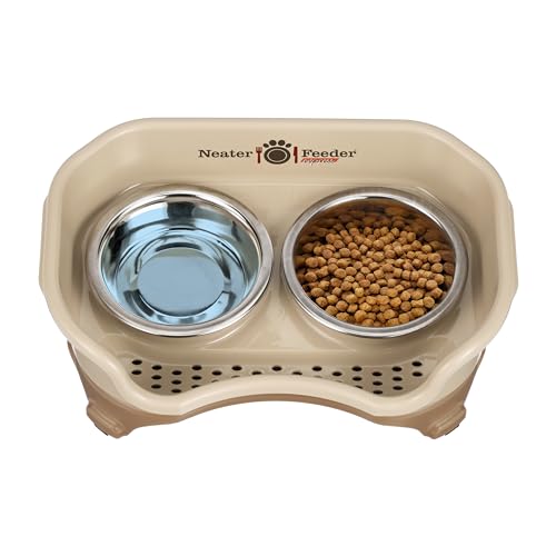 Express Mess Proof Cat Bowls Elevated (Cat w/ Standard Bowls / Cappuccino)