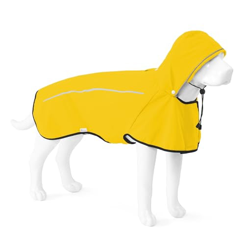 Dog Raincoat Adjustable Waterproof Pet Rain Jacket (Yellow / X-Small)