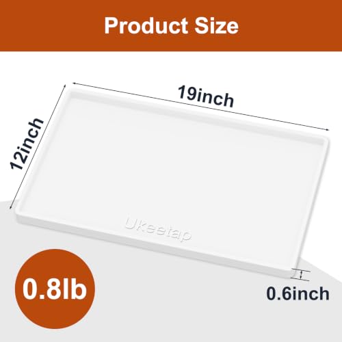 19" x 12" Extra Thick Silicone Mat Waterproof with Raised Edge (White / 19"L x 12"W)