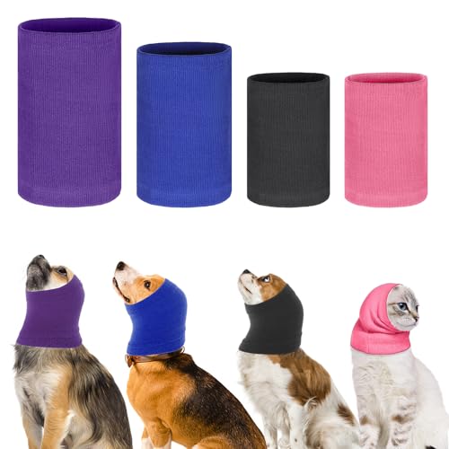 4 Pcs 3 Size Dog Ear Muffs (Pink+Gray+Blue+Purple / 2 Small+Medium+Large)