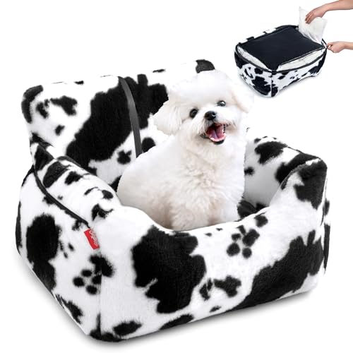 Dog Car Seat for Small Dogs & Cats Under 25 lbs (Milk Cow / Small)