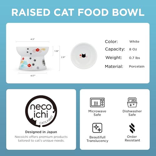 Necoichi Ceramic Elevated Cat Food Bowl (Fuji / Regular)