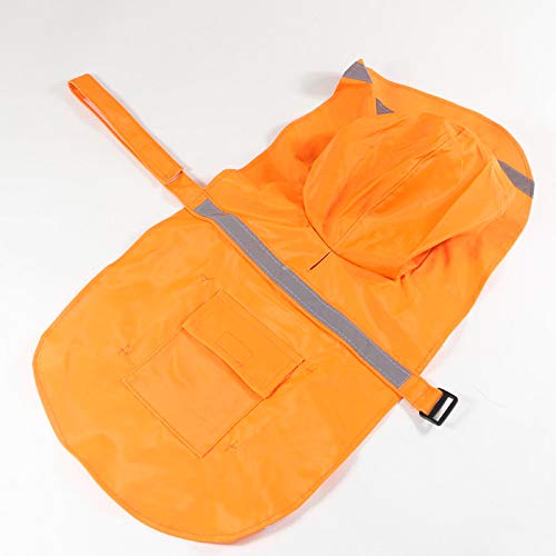 Adjustable Large Dog Raincoat with Strip Reflective (Orange / M)