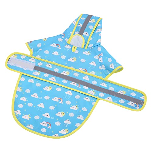 Dog Raincoat with Hood & Leash Hole S (Medium / Cartoon Storm)