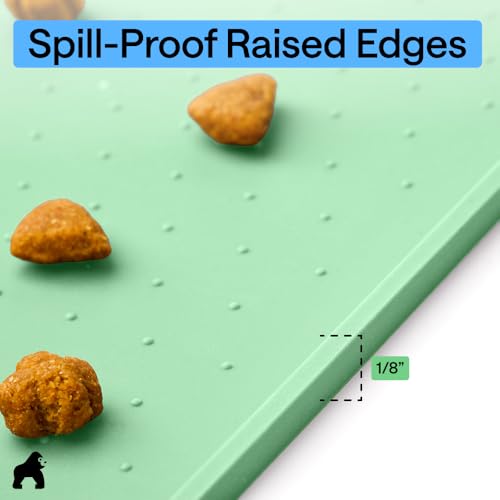 Dog Food Mat 100% Waterproof Silicone (Mint / 16"l X 10"w)