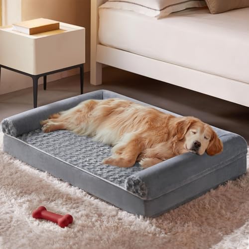 Orthopedic Washable XLarge Dog Bed for Senior Dog Cozy Sleep (45"l x 35"w x 7"th / Grey)