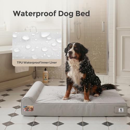 Orthopedic Dog Beds for Extra Large Dogs (XX-Large / Canvas-Grey)