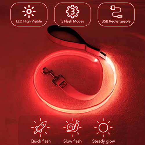 LED Light Up Dog Leash (Red / 4FT)