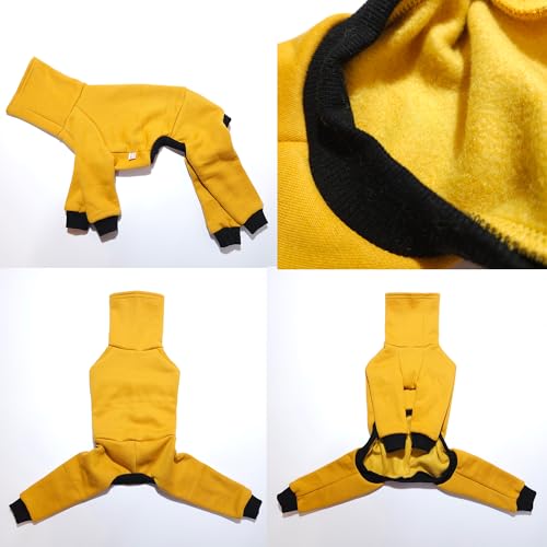 D Doggy Star Italian Greyhound Clothes Stretchy Fleeced Lining Simple Onesie Whippet for Dog Coat (2XL / Simple Mustard)