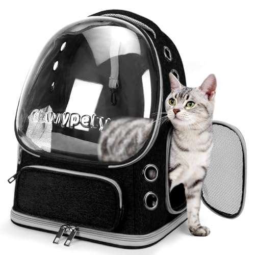 Cat Backpack Carrier Large Space Bubble Backpack up to 12lbs Black (Black)